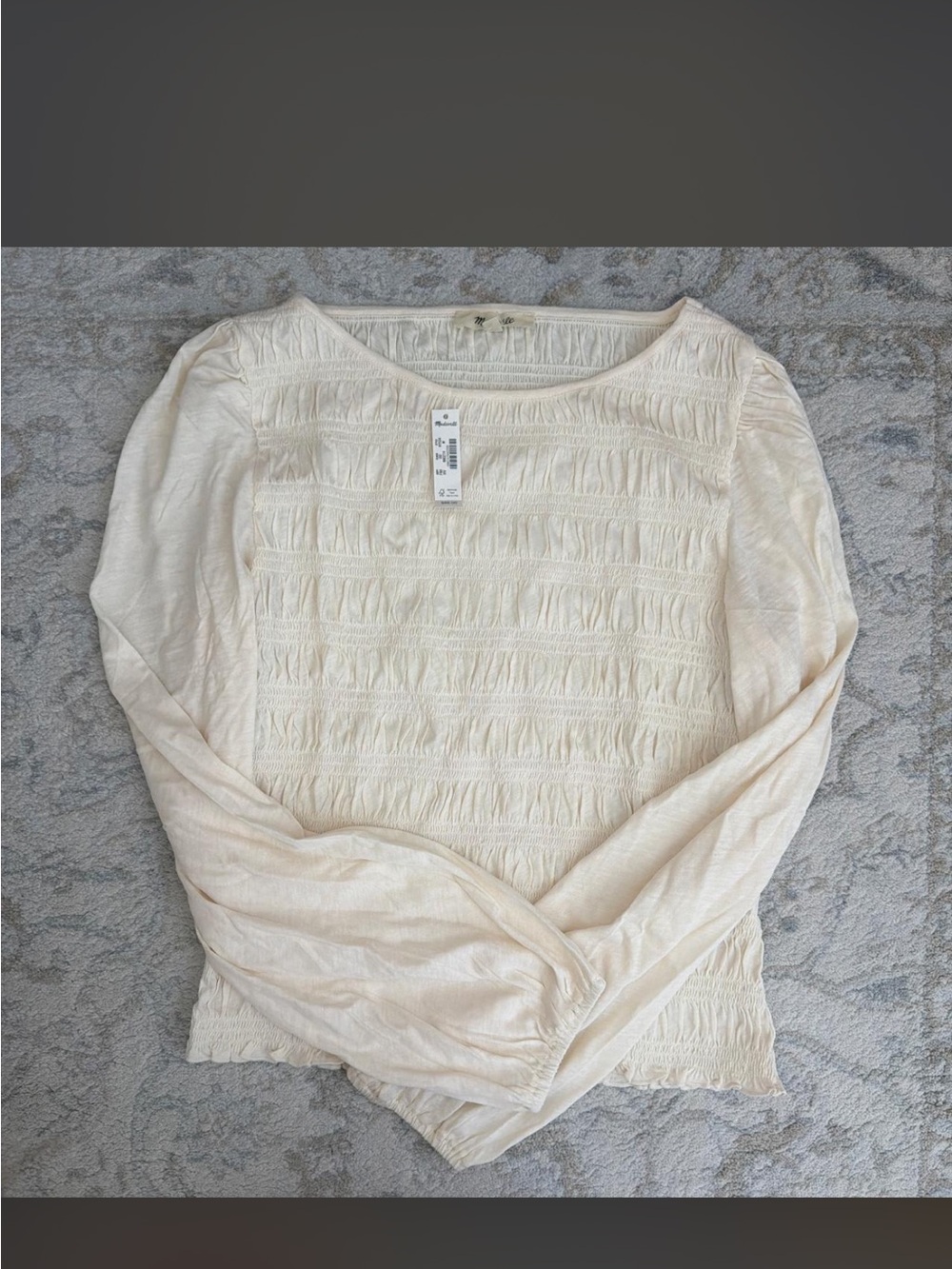 Madewell Smocked Long-Sleeve Top